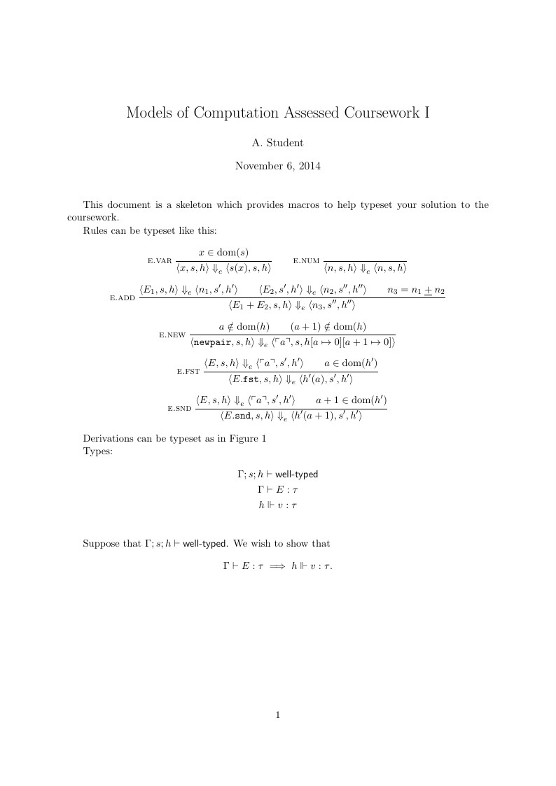 Models of Computation Assessed Coursework Template