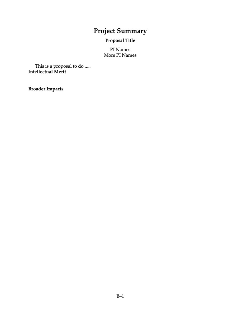 NSF Grant Proposal Template 