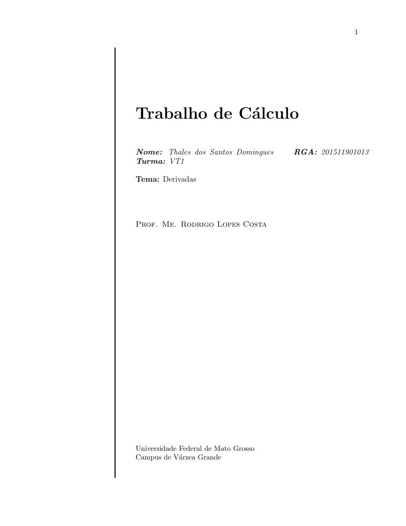 Capa do trabalho