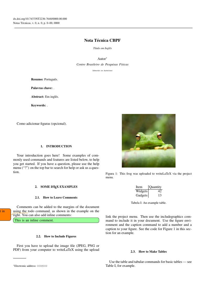 Nota Técnica CBPF
