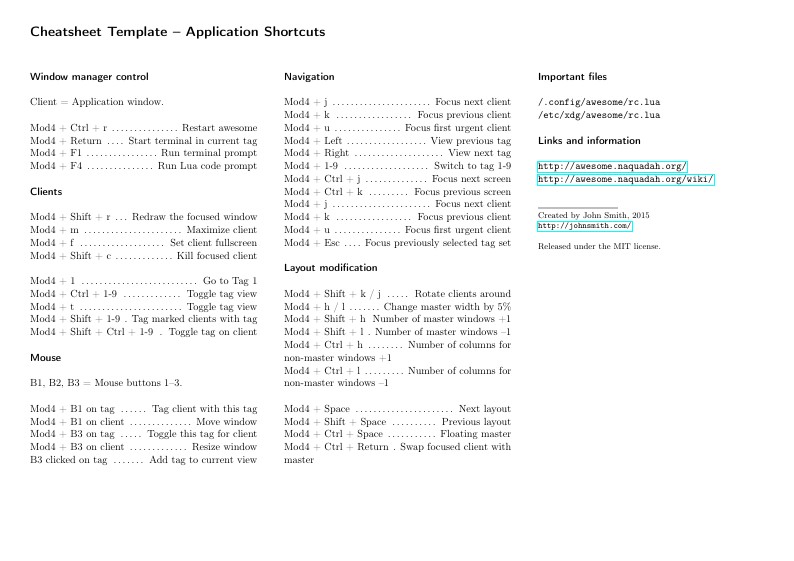 Cheatsheet Template