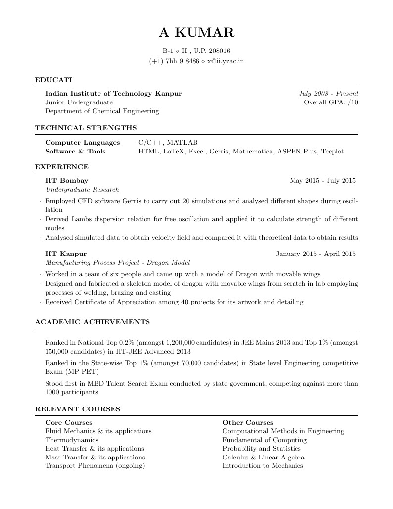 CV for freshers