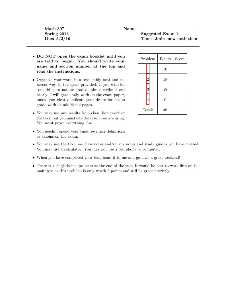 307 Test Template
