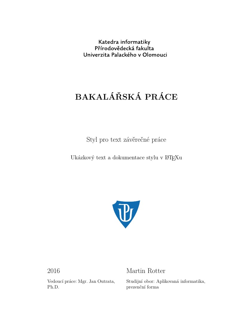 Palacký University, Faculty of Science - Thesis teplate