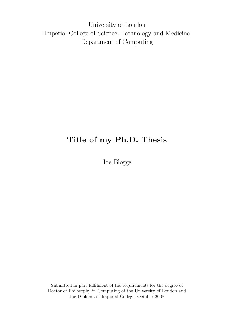 Imperial College London PhD Thesis LaTeX Template