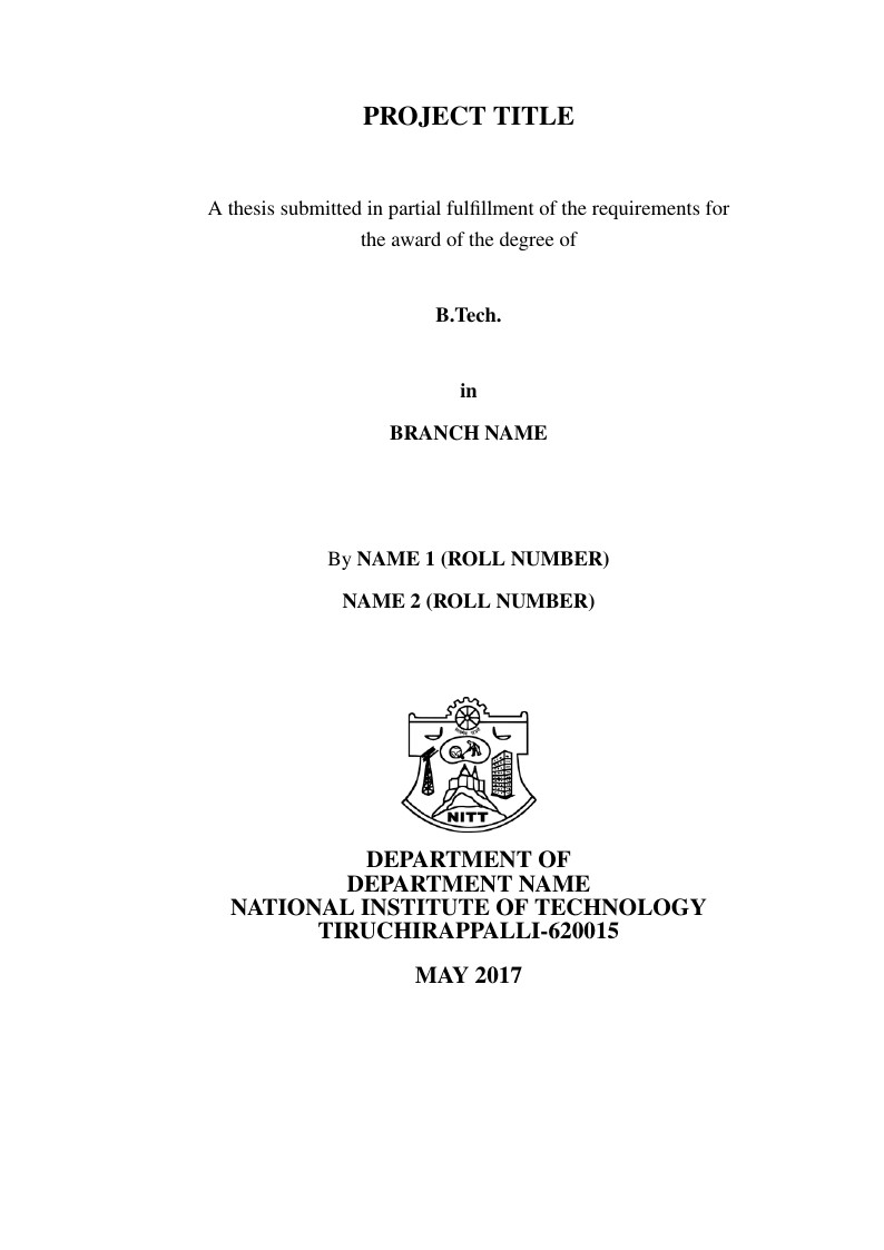 NIT - Trichy B.Tech Thesis Template