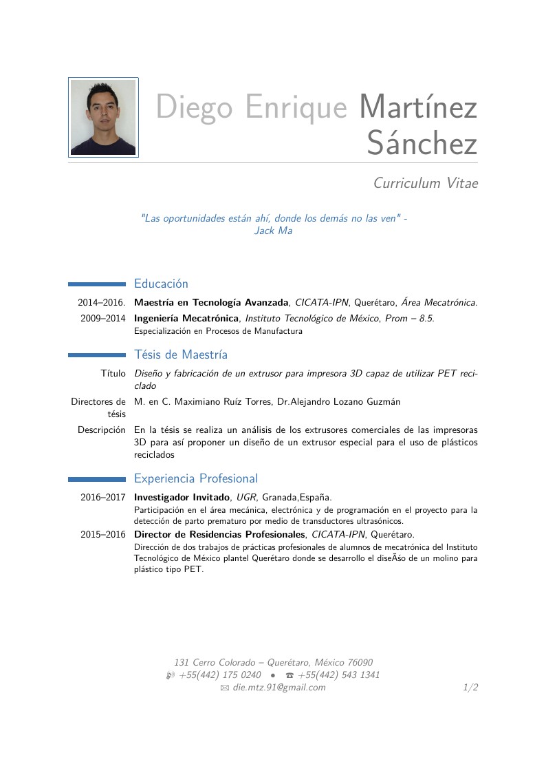 Diego Enrique Martínez Sánchez's Curriculum Vitae