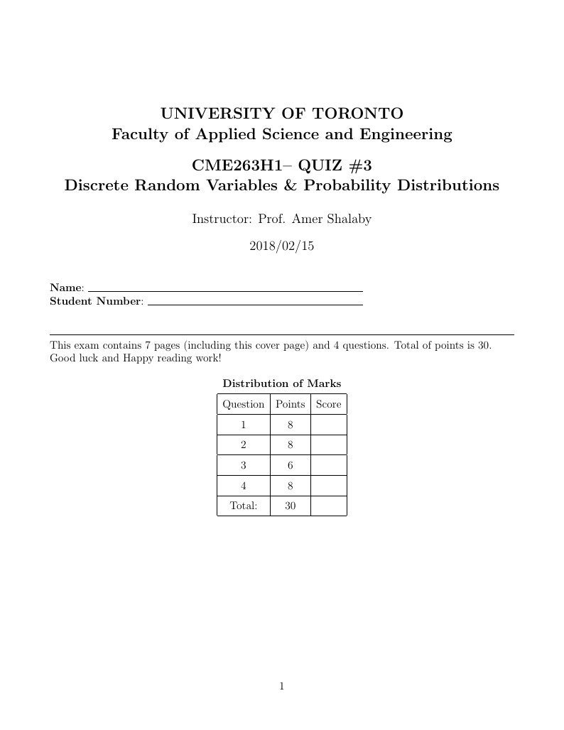 Quiz/exam template