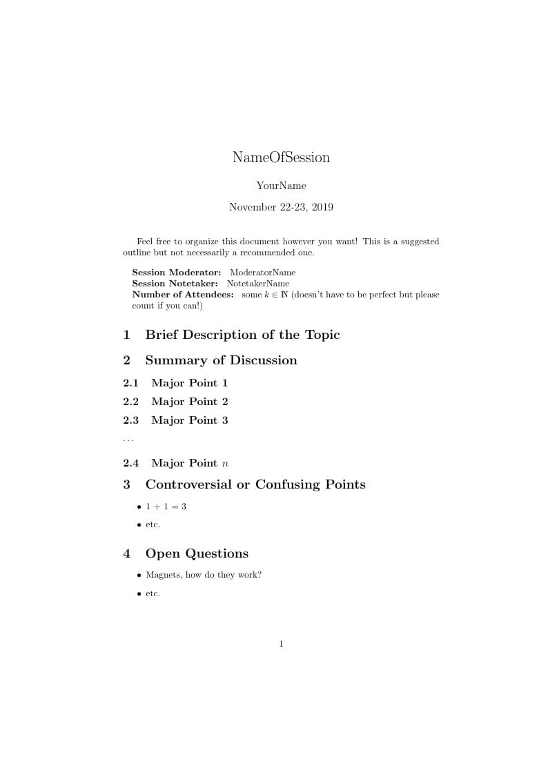 PC-SOCMLx 2019  - Notetaking Template
