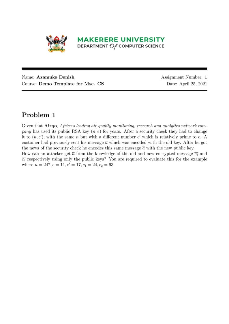 Computer Science  Assignment Template