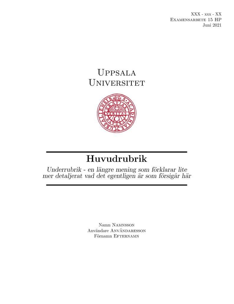 Examensjobb  Uppsala Universitet - Titelsida
