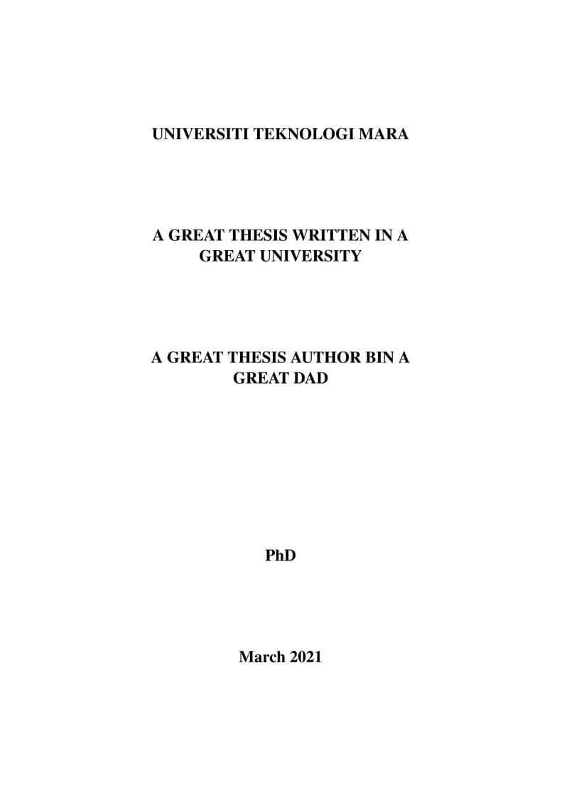Universiti Teknologi MARA UiTM Thesis Template -  uitmthesis
