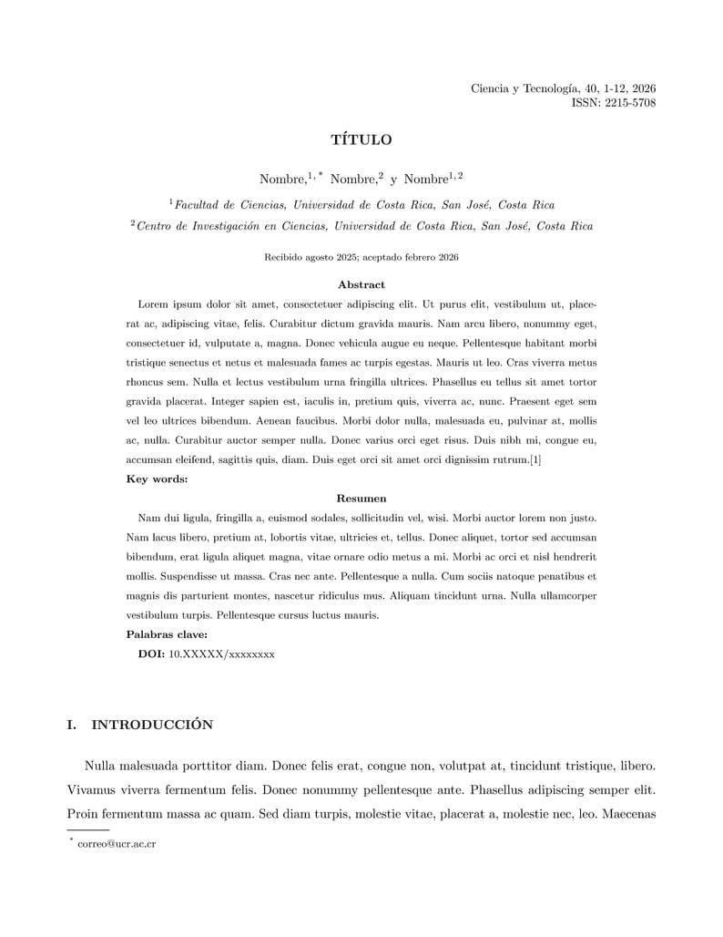 Revista Ciencia y Tecnología (RCyT) template 